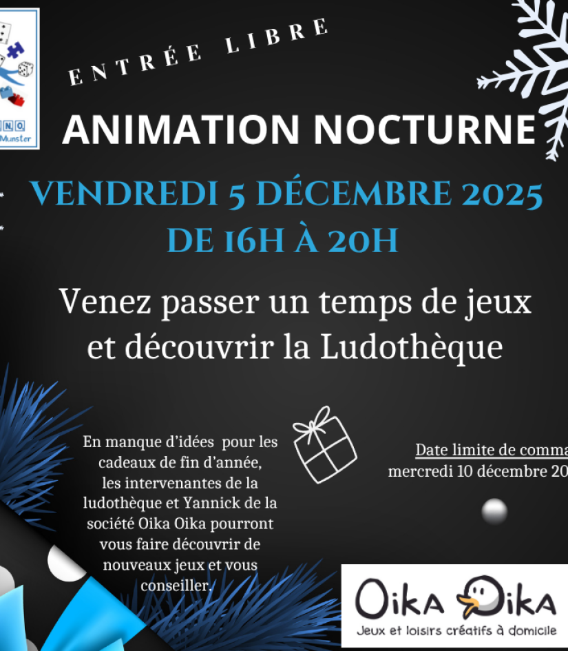 Animation nocturne à la Ludothèque Ludomino